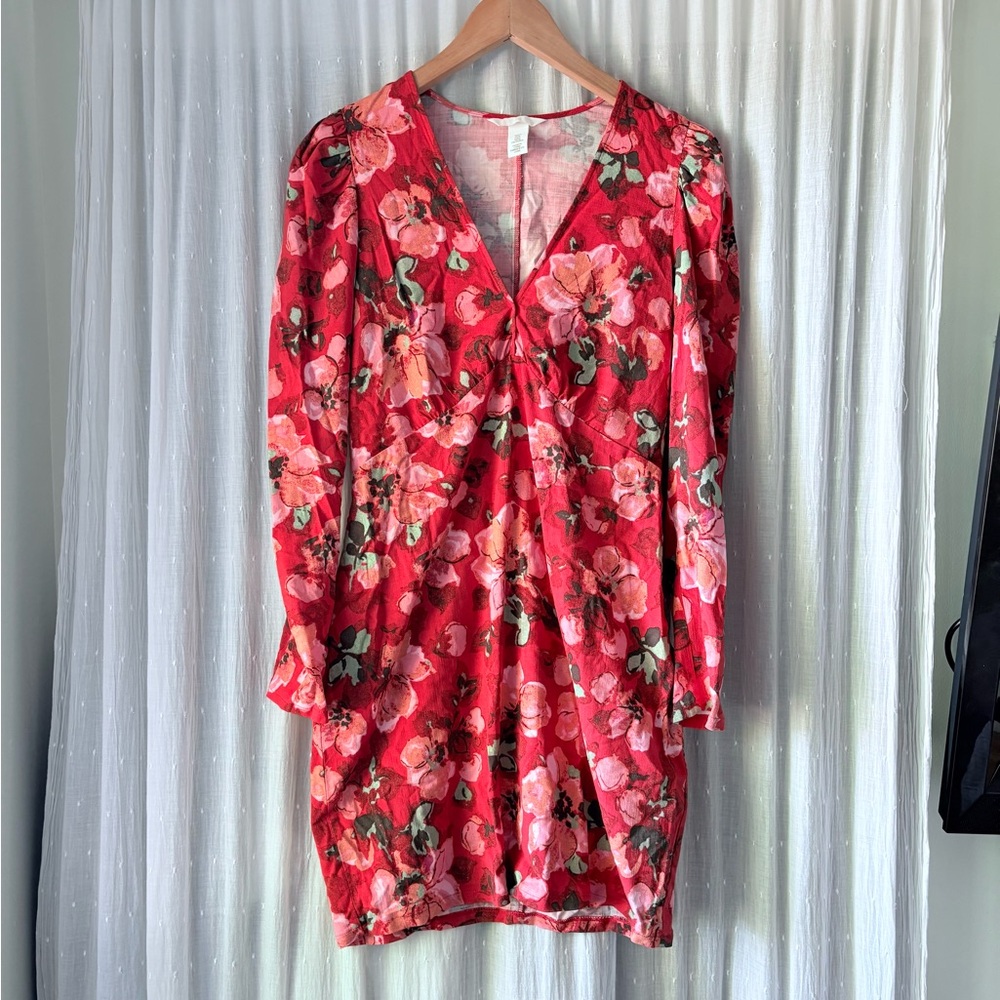 H&M Pink and Red Floral Dress